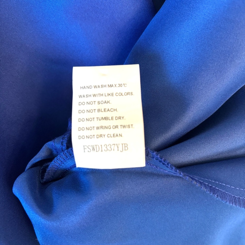 NEW, Royal Blue Dress, Blue Satin Dress, Prom, Dress with Belt NWOT, Size XS/0-2 - Picture 10 of 14